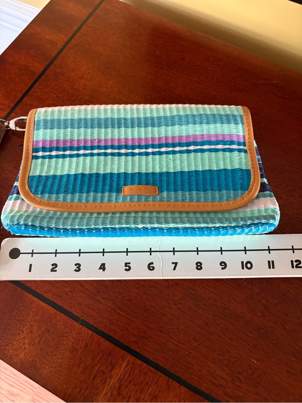 Vera Bradley Turquoise Striped Wristlet Clutch - Picture 4 of 5
